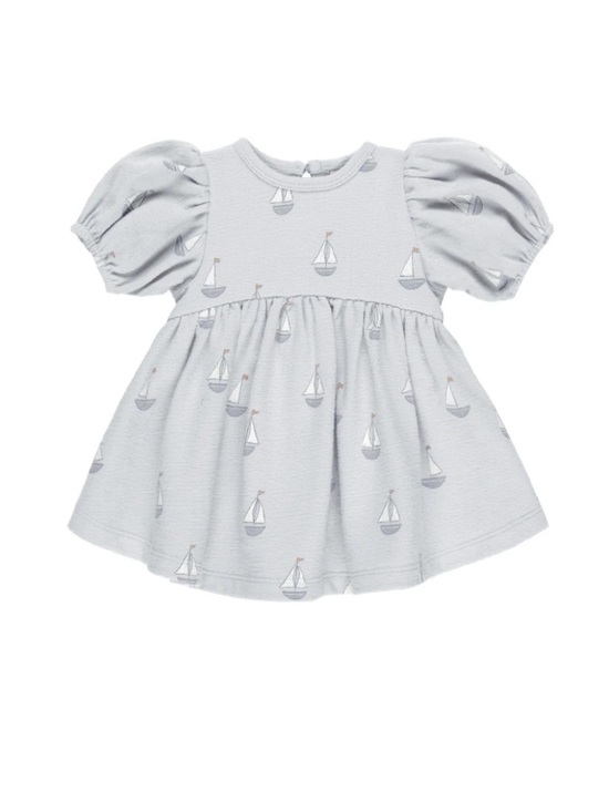 Quincy Mae Other - Quincy Mae Darla Light blue Baby Dress & Bloomers Set with Sailboat Print